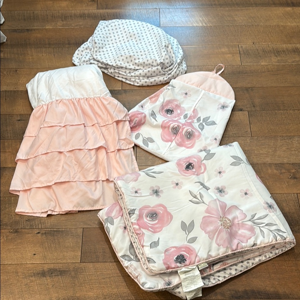 Sweet Jojo Design Pink and White Floral Baby Bedding Set